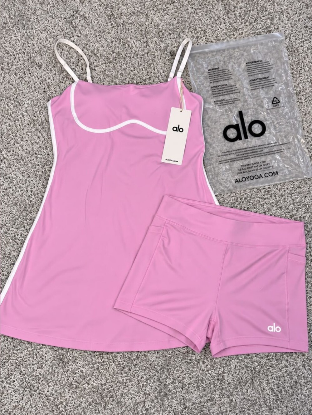 Alo Pink Tennis Dress with Shorts Set Size M